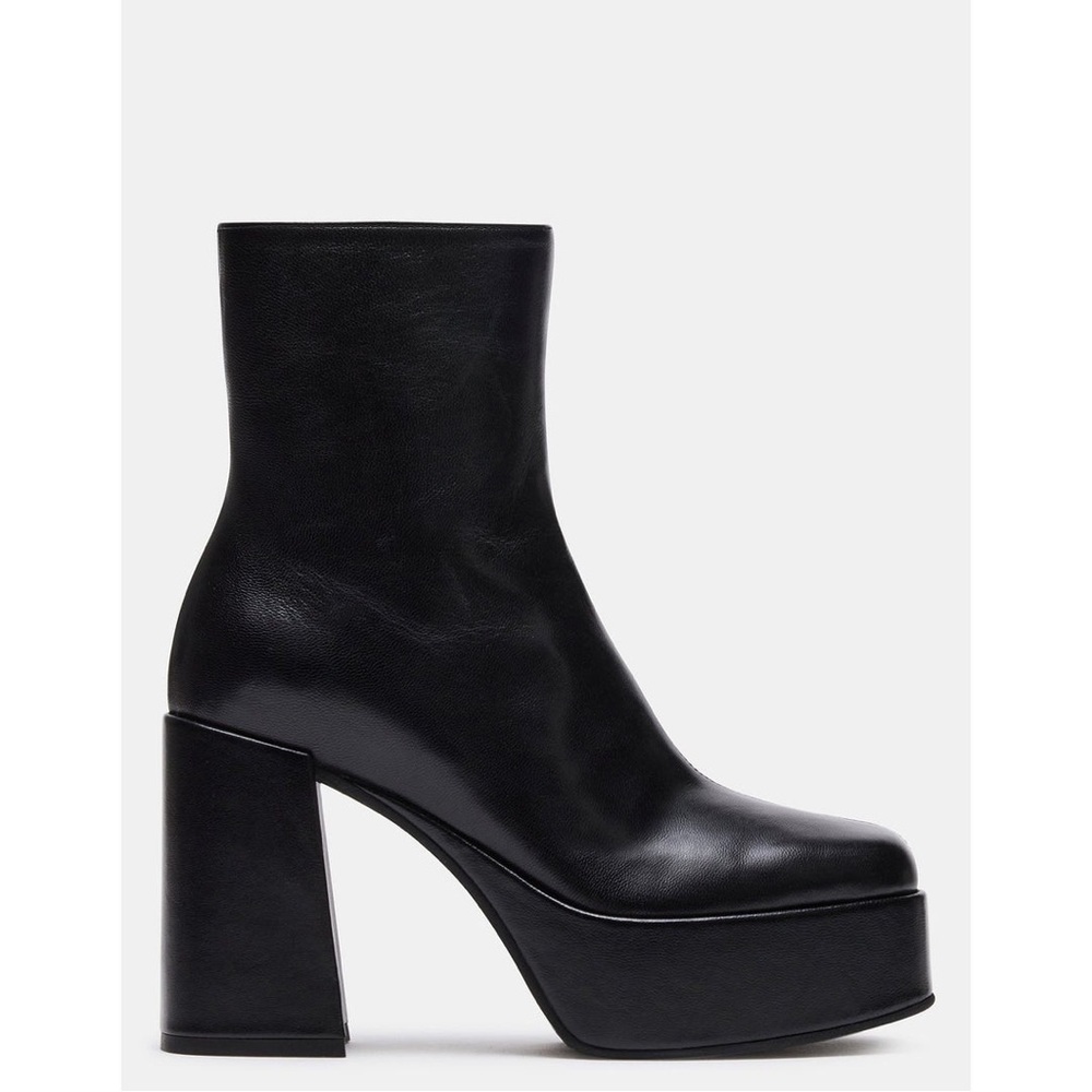 Steve Madden Fia Platform Black Leather Boots Size 40
